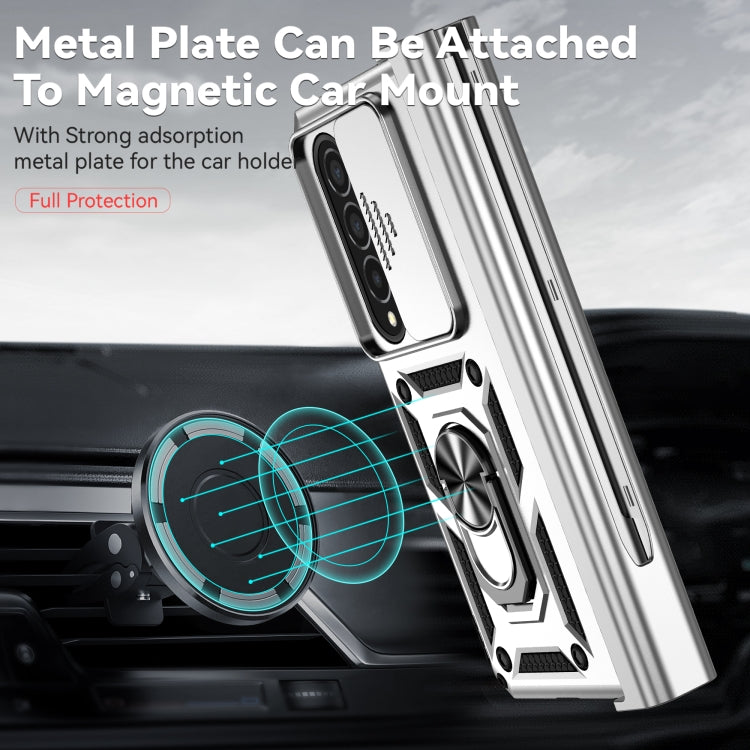 For Samsung Galaxy Z Fold4 Sliding Camshield Holder Phone Case(Silver)