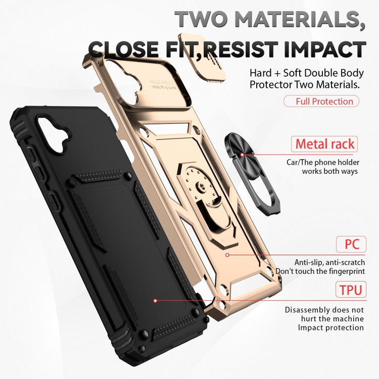 For Samsung Galaxy A04 Sliding Camshield Holder Phone Case(Gold)