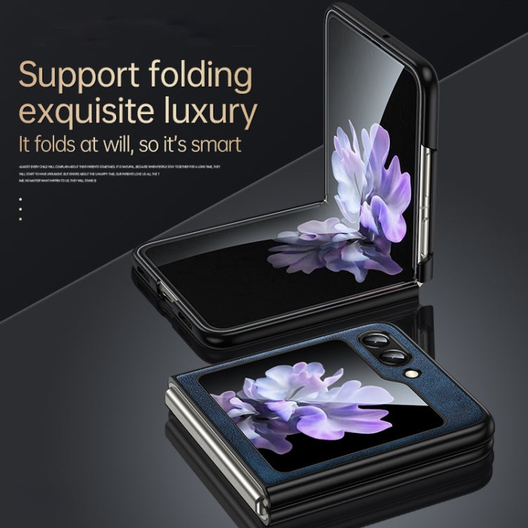 For Samsung Galaxy Z Flip5 SULADA Shockproof TPU  Handmade Leather Phone Case(Blue)