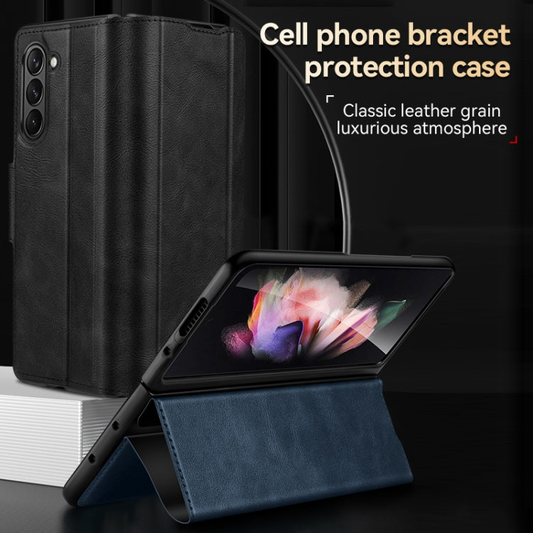 For Samsung Galaxy Z Fold5 SULADA All-inclusive Magnetic Snap Flip Leather Phone Case(Black)
