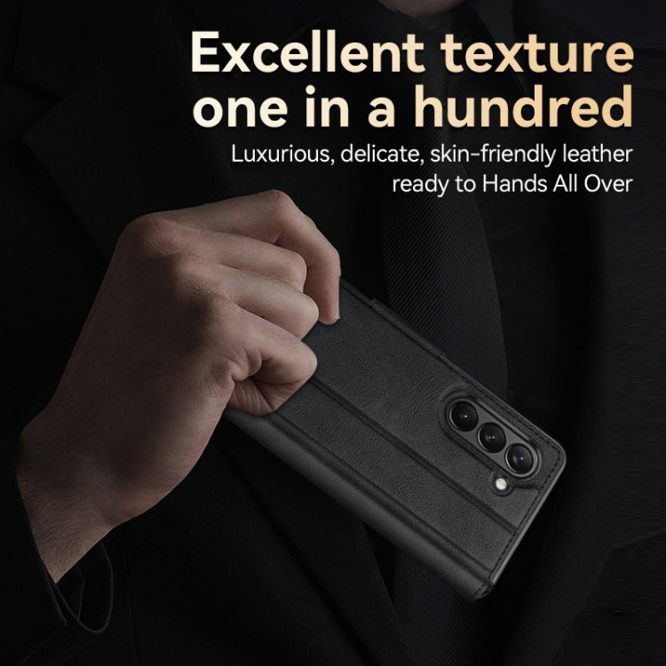 For Samsung Galaxy Z Fold5 SULADA All-inclusive Magnetic Snap Flip Leather Phone Case(Black)
