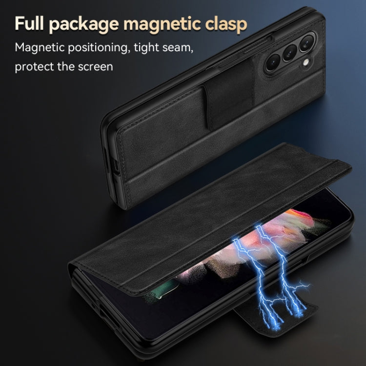 For Samsung Galaxy Z Fold5 SULADA All-inclusive Magnetic Snap Flip Leather Phone Case(Black)