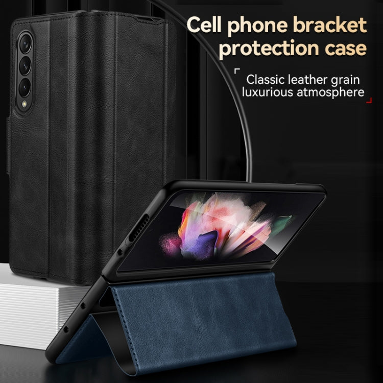 For Samsung Galaxy Z Fold4 / W23 SULADA All-inclusive Magnetic Snap Flip Leather Phone Case(Orange)