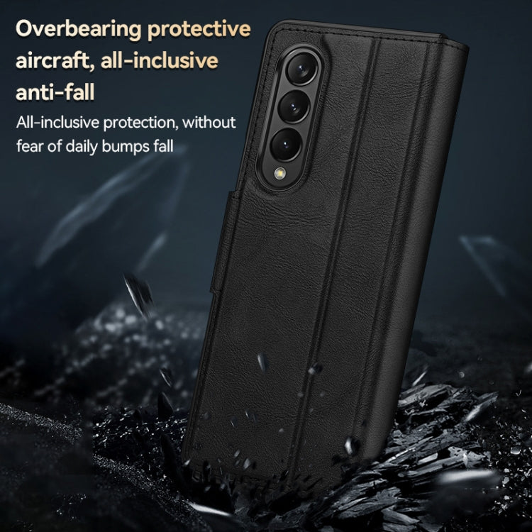 For Samsung Galaxy Z Fold4 / W23 SULADA All-inclusive Magnetic Snap Flip Leather Phone Case(Orange)