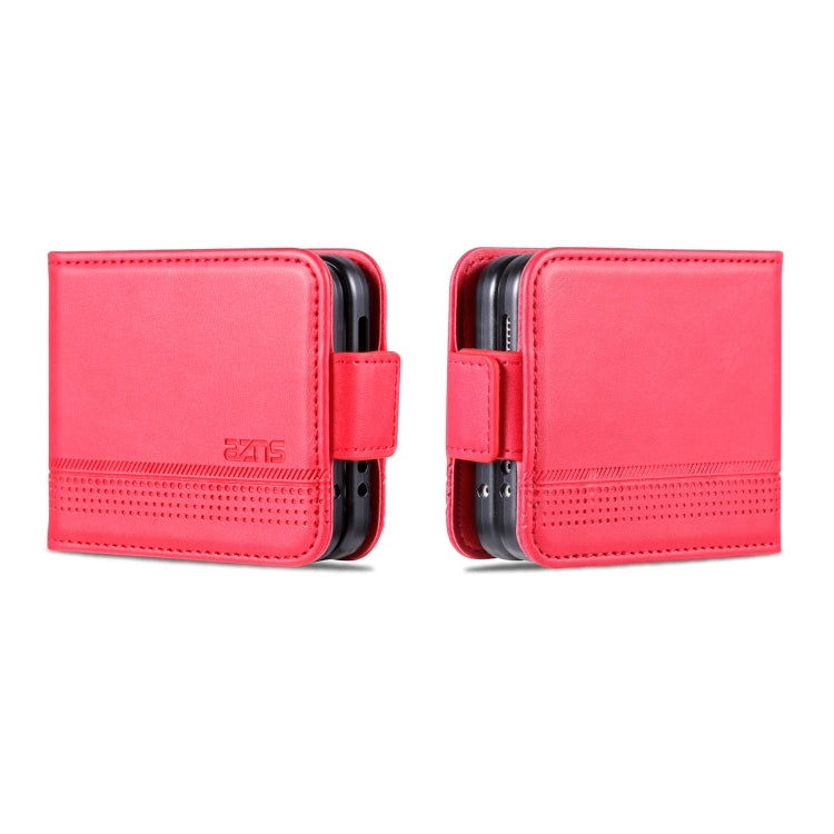 For Samsung Galaxy Z Flip5 5G AZNS Magnetic Calf Texture Flip Leather Phone Case(Red)