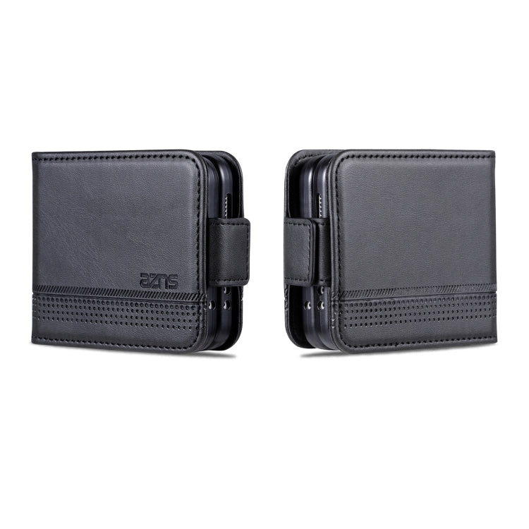 For Samsung Galaxy Z Flip5 5G AZNS Magnetic Calf Texture Flip Leather Phone Case(Black)