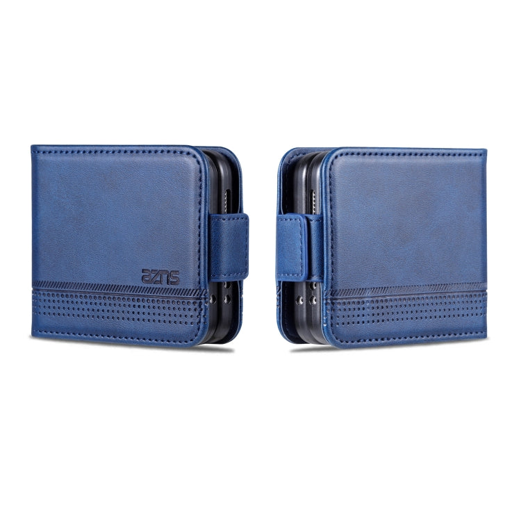 For Samsung Galaxy Z Flip5 5G AZNS Magnetic Calf Texture Flip Leather Phone Case(Dark Blue)