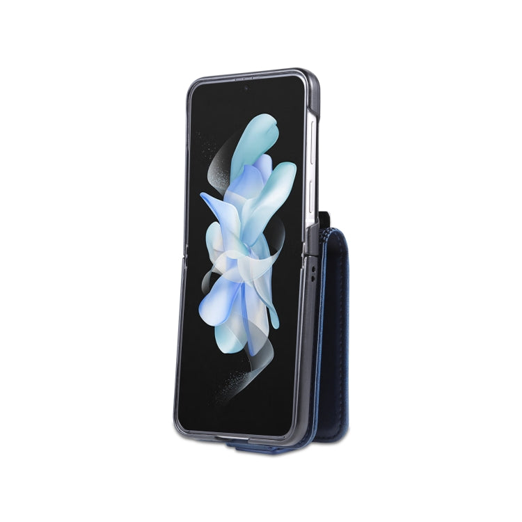 For Samsung Galaxy Z Flip5 5G AZNS Magnetic Calf Texture Flip Leather Phone Case(Dark Blue)