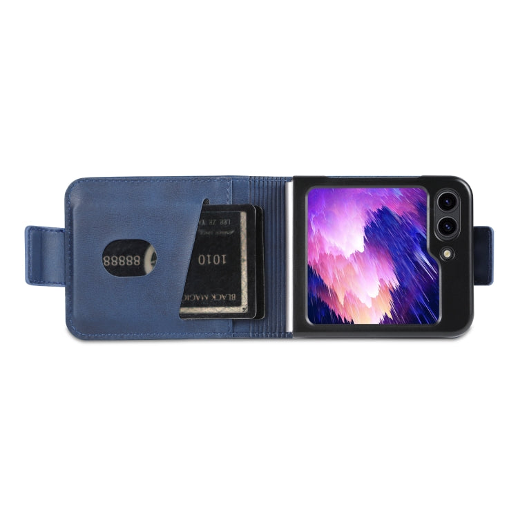 For Samsung Galaxy Z Flip5 5G AZNS Magnetic Calf Texture Flip Leather Phone Case(Dark Blue)