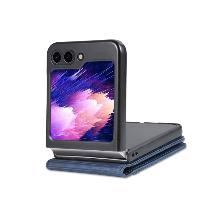 For Samsung Galaxy Z Flip5 5G AZNS Magnetic Calf Texture Flip Leather Phone Case(Dark Blue)