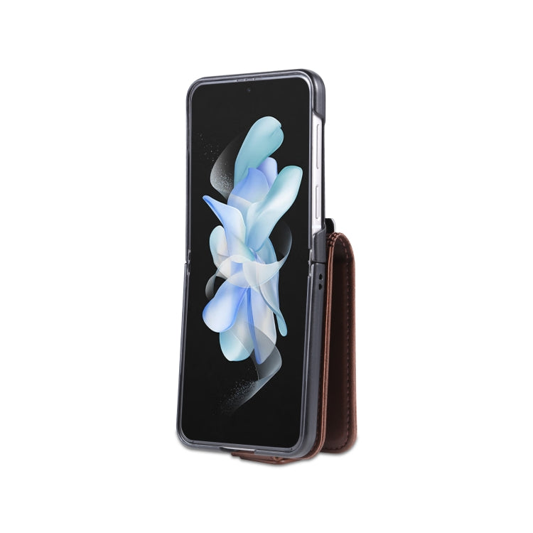 For Samsung Galaxy Z Flip5 5G AZNS Magnetic Calf Texture Flip Leather Phone Case(Dark Brown)
