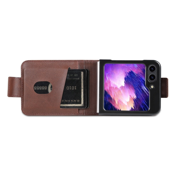 For Samsung Galaxy Z Flip5 5G AZNS Magnetic Calf Texture Flip Leather Phone Case(Dark Brown)