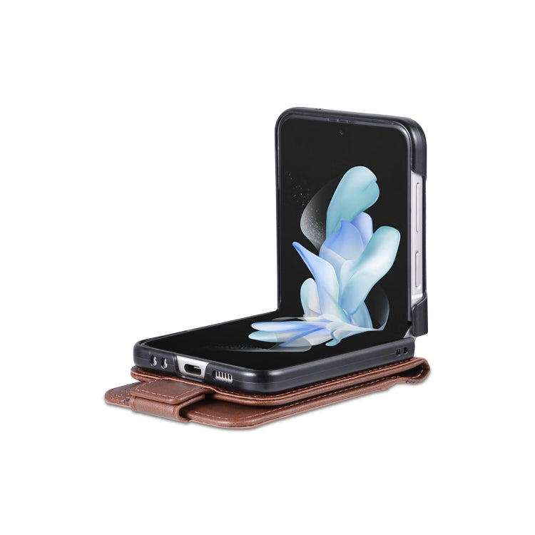 For Samsung Galaxy Z Flip5 5G AZNS Magnetic Calf Texture Flip Leather Phone Case(Dark Brown)