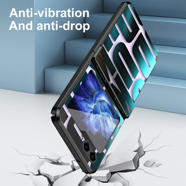 For Samsung Galaxy Z Flip5 5G Electroplating Folding Phone Case with Hinge(Black)