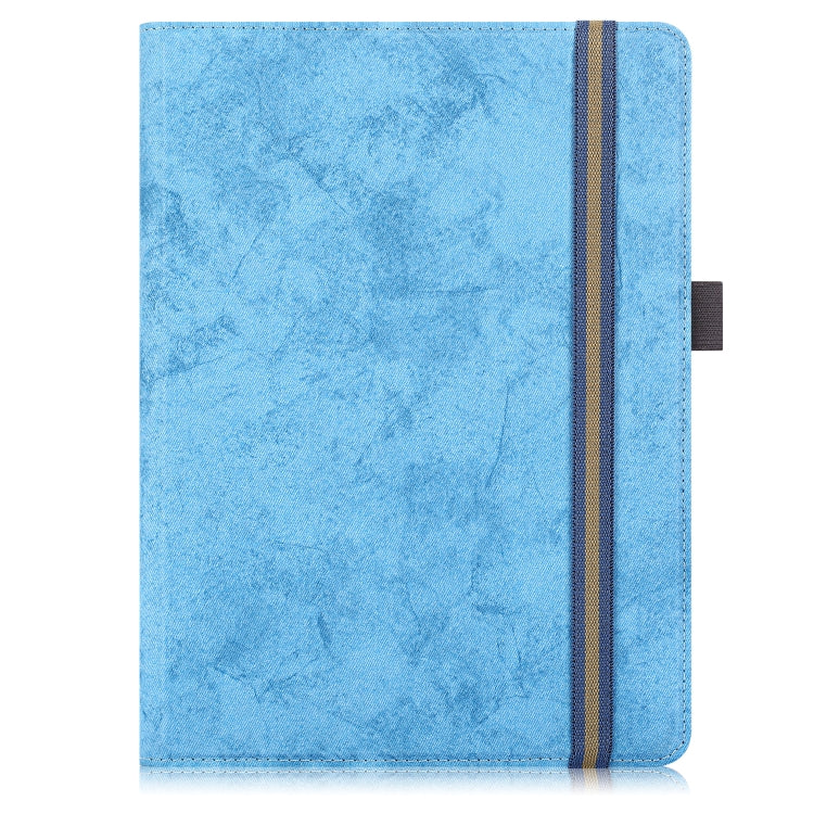 For 9-11 inch Marble Cloth Texture Horizontal Flip Universal Tablet PC Leather Case with Pen Slot & Holder(Sky Blue)