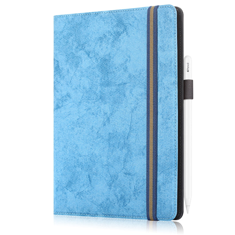 For 9-11 inch Marble Cloth Texture Horizontal Flip Universal Tablet PC Leather Case with Pen Slot & Holder(Sky Blue)