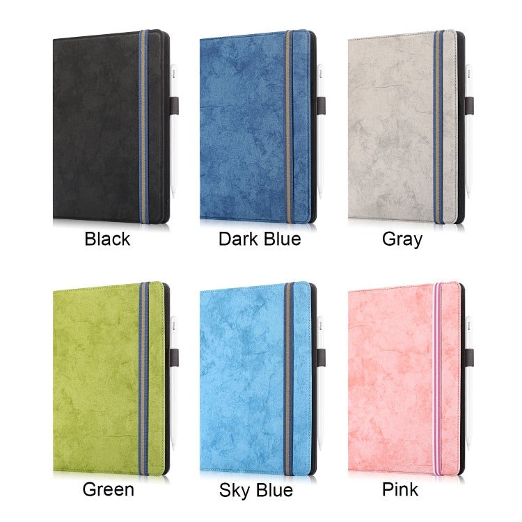For 9-11 inch Marble Cloth Texture Horizontal Flip Universal Tablet PC Leather Case with Pen Slot & Holder(Sky Blue)