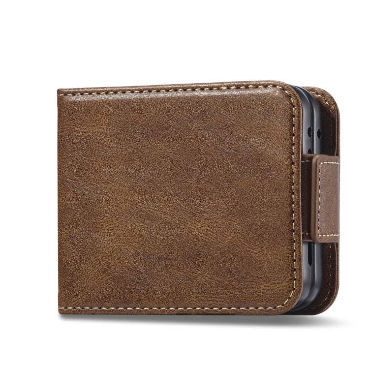 For Samsung Galaxy Z Flip5 LC.IMEEKE RFID Anti-theft Leather Phone Case(Brown)