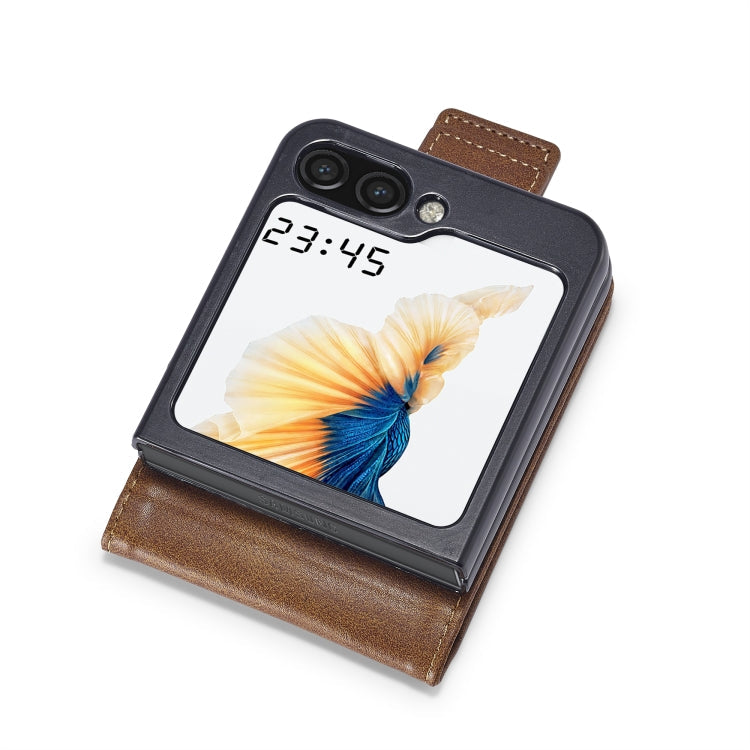 For Samsung Galaxy Z Flip5 LC.IMEEKE RFID Anti-theft Leather Phone Case(Brown)