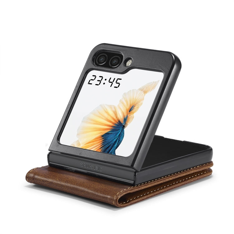 For Samsung Galaxy Z Flip5 LC.IMEEKE RFID Anti-theft Leather Phone Case(Brown)