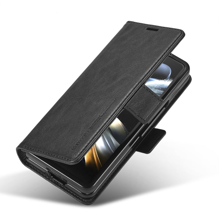 For Samsung Galaxy Z Fold5 LC.IMEEKE RFID Anti-theft Leather Phone Case(Black)
