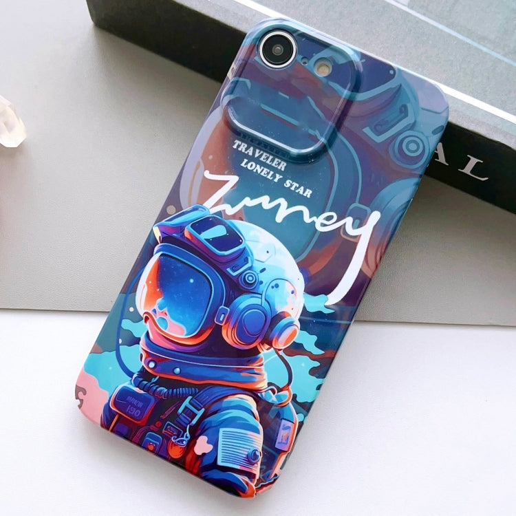 For iPhone SE 2022 / 2020 / 8 / 7 Painted Pattern Precise Hole PC Phone Case(Blue Paint Astronaut)