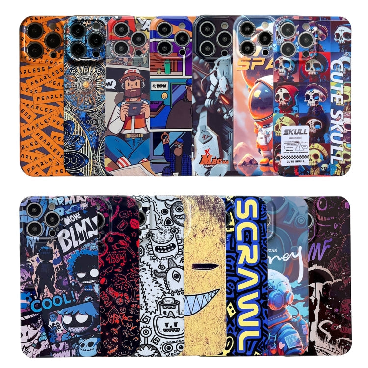 For iPhone 14 Pro Max Painted Pattern Precise Hole PC Phone Case(Orange White Astronaut)