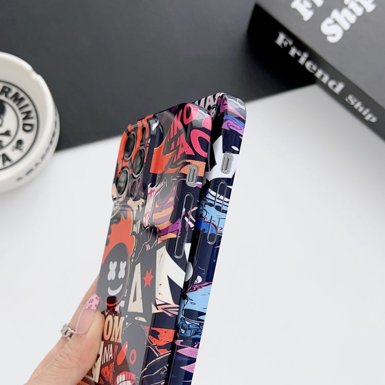 For iPhone 13 Pro Painted Pattern Precise Hole PC Phone Case(Blue Paint Astronaut)