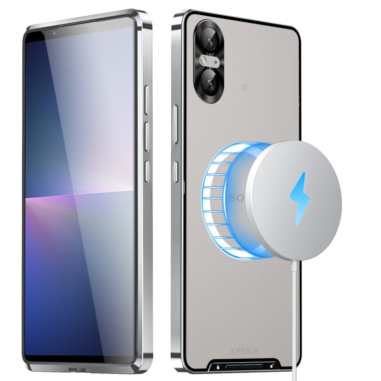 For Sony Xperia 5 V Frosted Metal MagSafe Magnetic Phone Case(Silver)