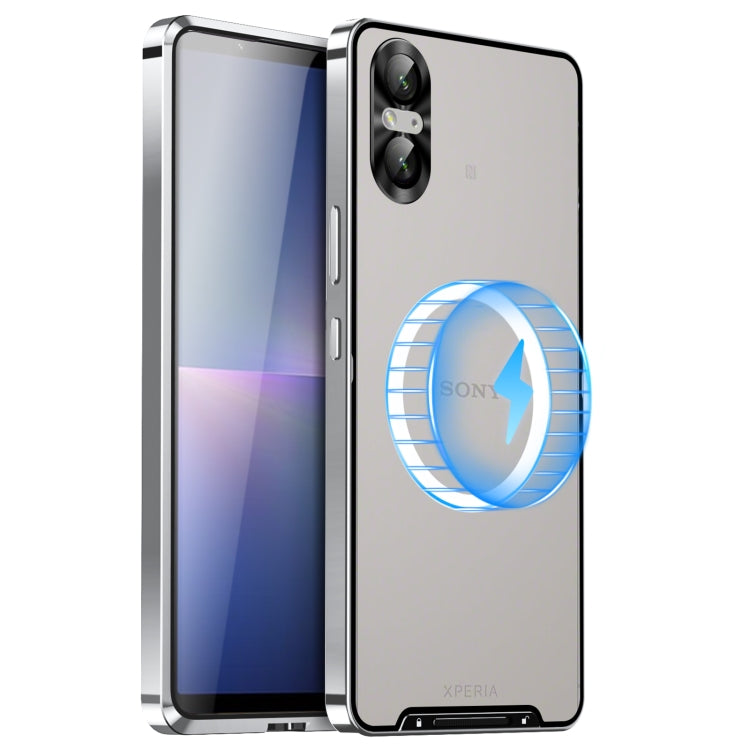 For Sony Xperia 5 V Frosted Metal MagSafe Magnetic Phone Case(Silver)