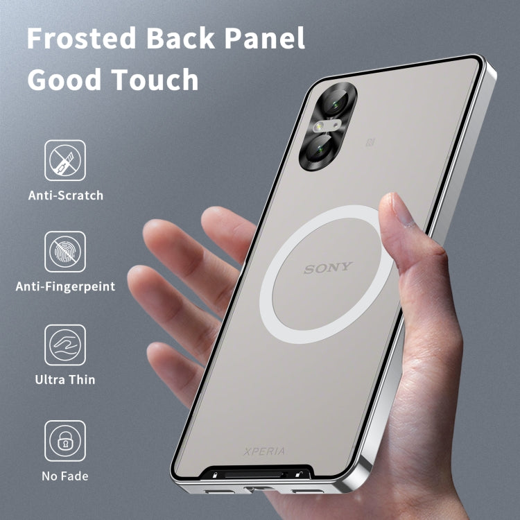 For Sony Xperia 5 V Frosted Metal MagSafe Magnetic Phone Case(Silver)