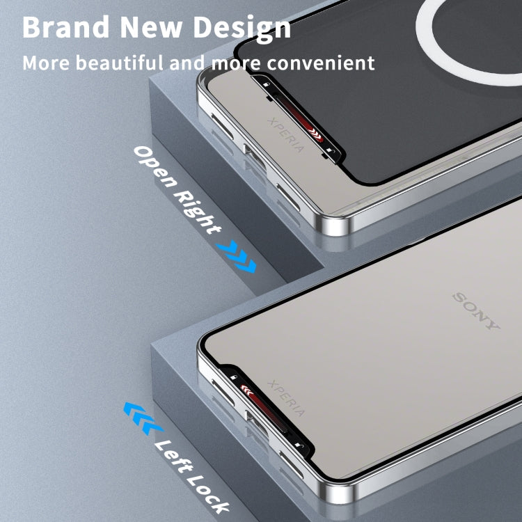 For Sony Xperia 5 V Frosted Metal MagSafe Magnetic Phone Case(Silver)