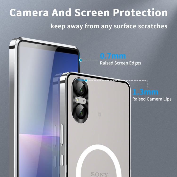 For Sony Xperia 5 V Frosted Metal MagSafe Magnetic Phone Case(Silver)