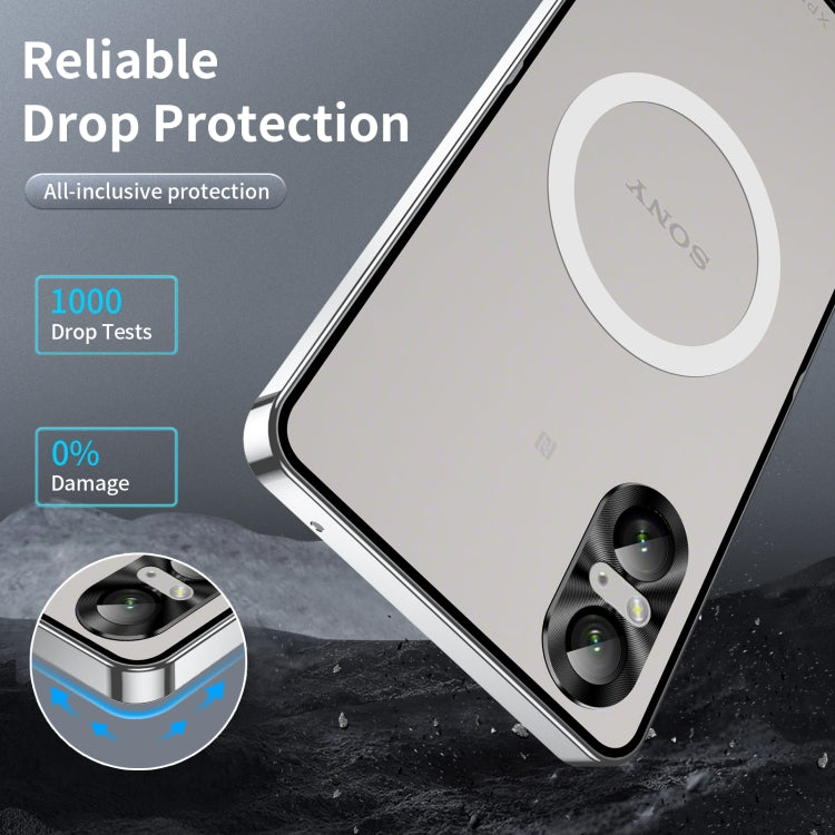 For Sony Xperia 5 V Frosted Metal MagSafe Magnetic Phone Case(Silver)