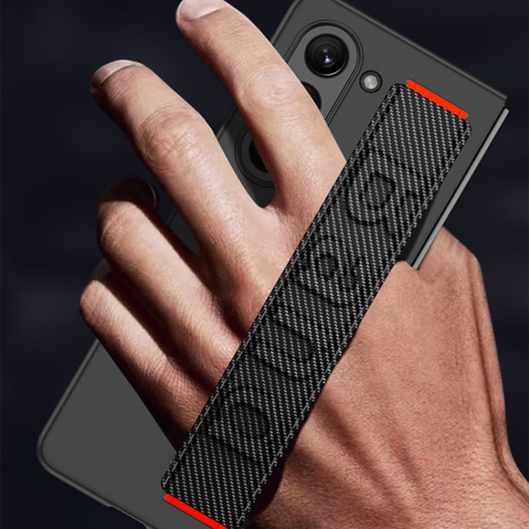For Samsung Galaxy Z Fold5 5G GKK Ultra-thin Wristband Shockproof Phone Case with Holder(Black)