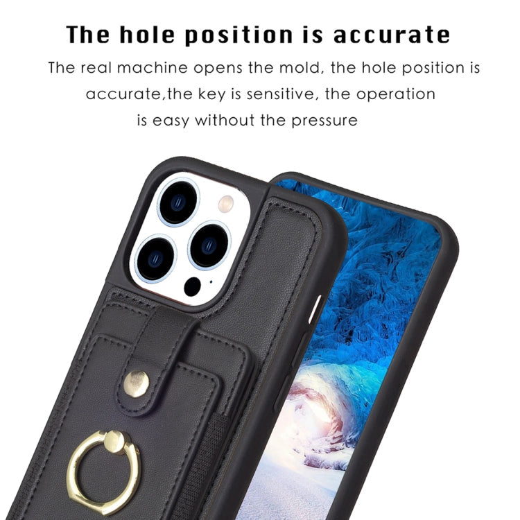 For iPhone 14 Pro Max BF27 Metal Ring Card Bag Holder Phone Case(Black)
