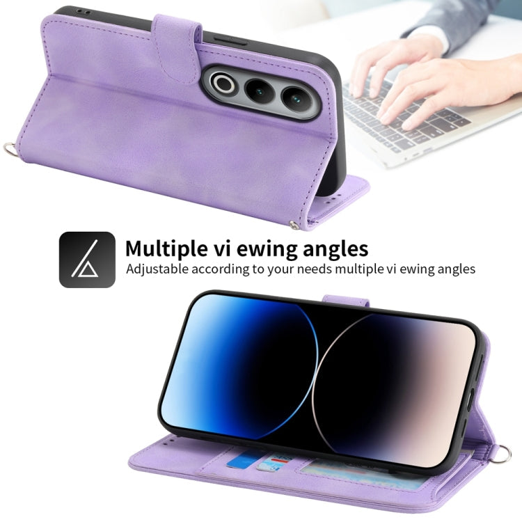 For OnePlus Ace 3V Skin-feel Flowers Embossed Wallet Leather Phone Case(Purple)