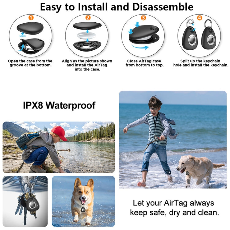 2pcs Waterproof Anti-drop Anti-lost Tracker Positioning TPU Protective Case for AirTag 2nd Gen / AirTag 1st Gen