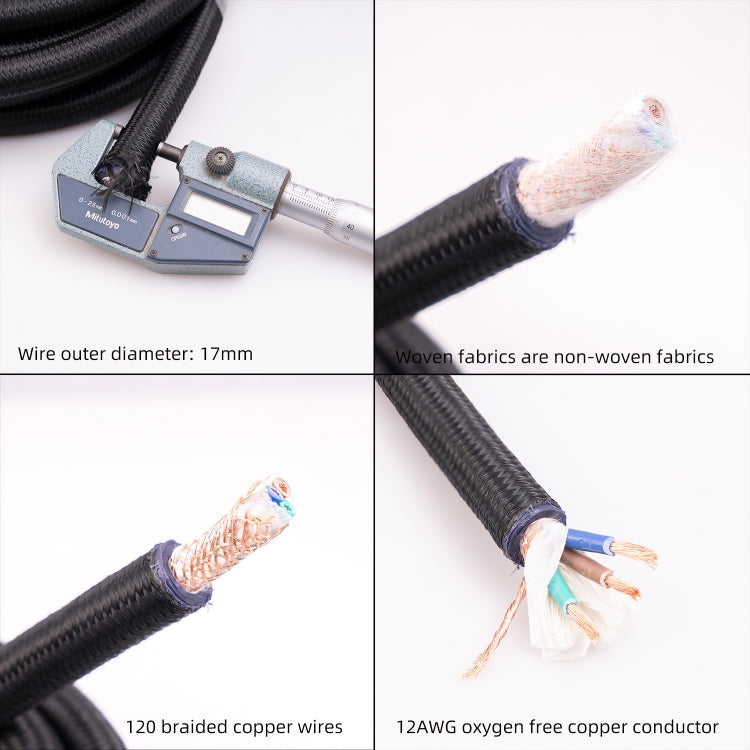 3720 HiFi Audio Universal AC Power Cable US Plug, Length:3m