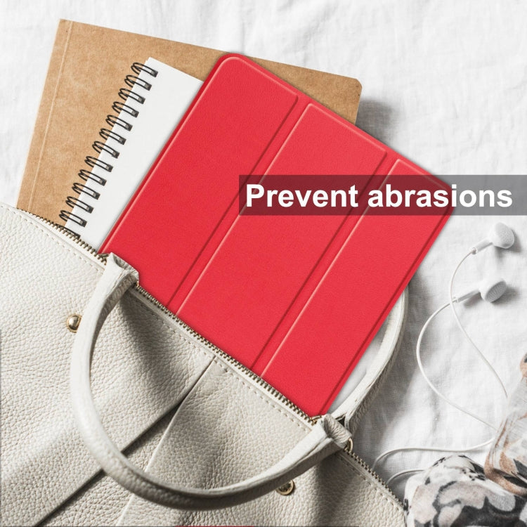 For Samsung Galaxy Tab S10 Ultra / S9 Ultra Custer Pure Color 3-Fold Holder Smart Leather Tablet Case(Red)