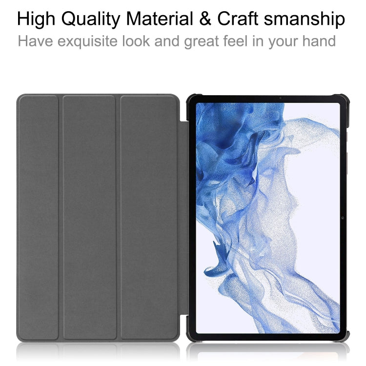For Samsung Galaxy Tab S9 Custer Painted 3-Fold Holder Smart Leather Tablet Case(Milky Way Nebula)