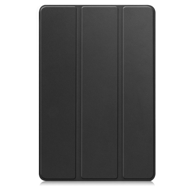 For Google Pixel Tablet Custer Pure Color 3-Fold Holder Smart Leather Tablet Case(Black)