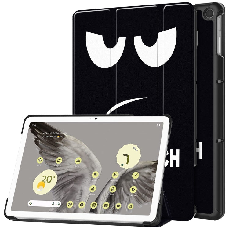 For Google Pixel Tablet Custer Painted 3-Fold Holder Smart Leather Tablet Case(Big Eye Me)