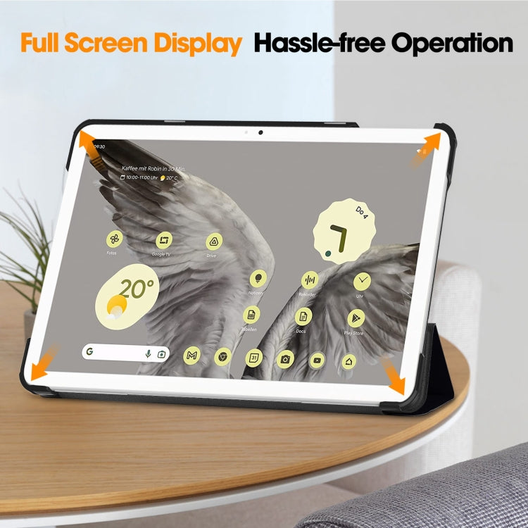 For Google Pixel Tablet Custer Painted 3-Fold Holder Smart Leather Tablet Case(Big Eye Me)