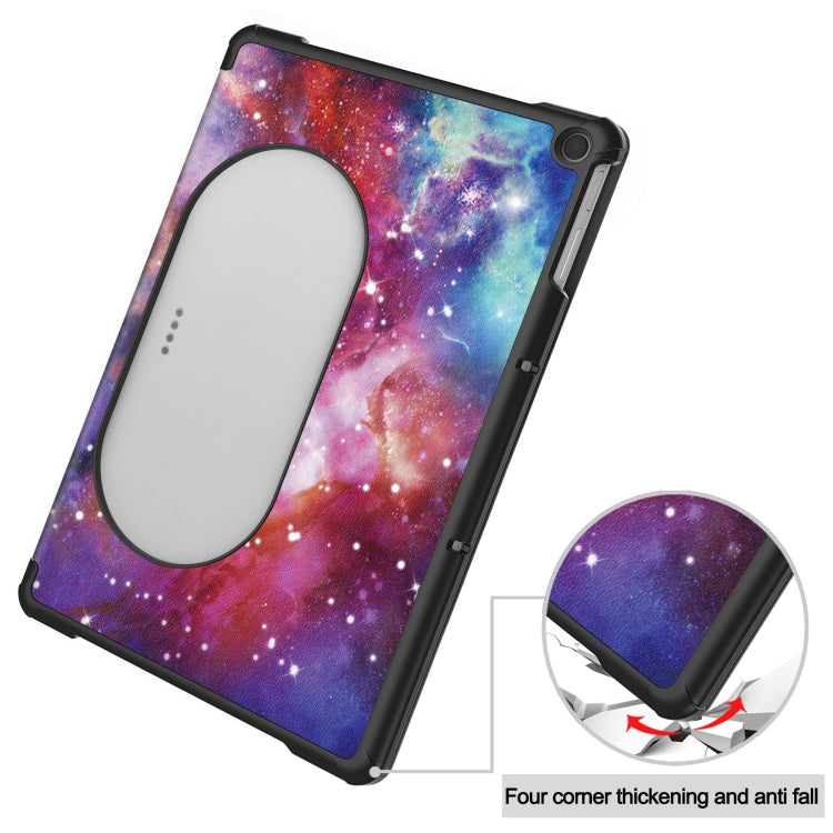 For Google Pixel Tablet Custer Painted 3-Fold Holder Smart Leather Tablet Case(Milky Way Nebula)