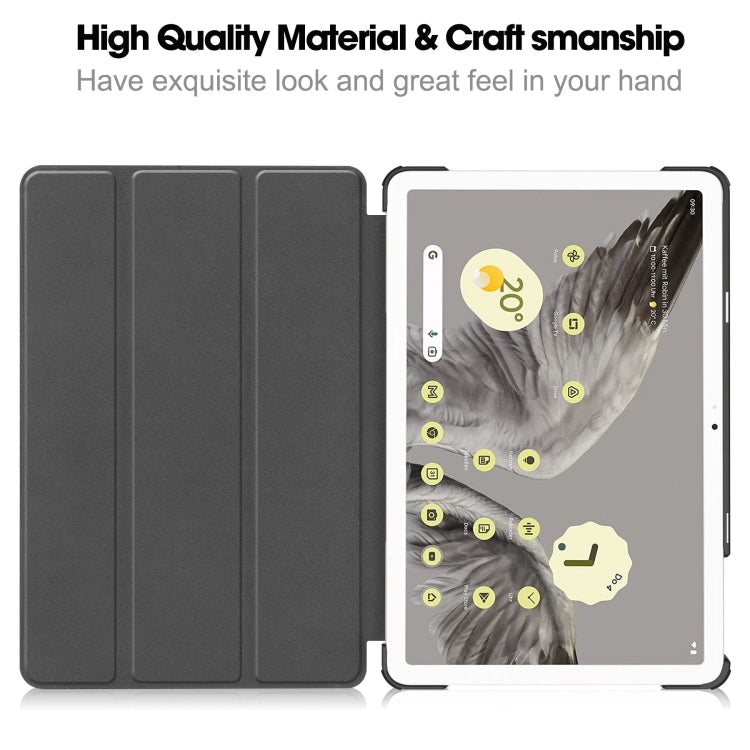 For Google Pixel Tablet Custer Painted 3-Fold Holder Smart Leather Tablet Case(Milky Way Nebula)