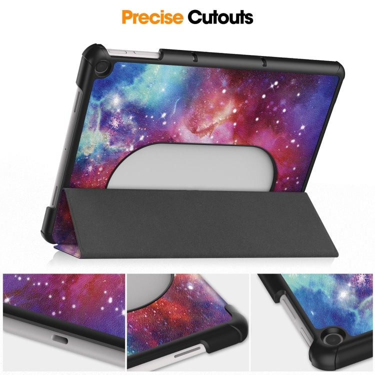 For Google Pixel Tablet Custer Painted 3-Fold Holder Smart Leather Tablet Case(Milky Way Nebula)