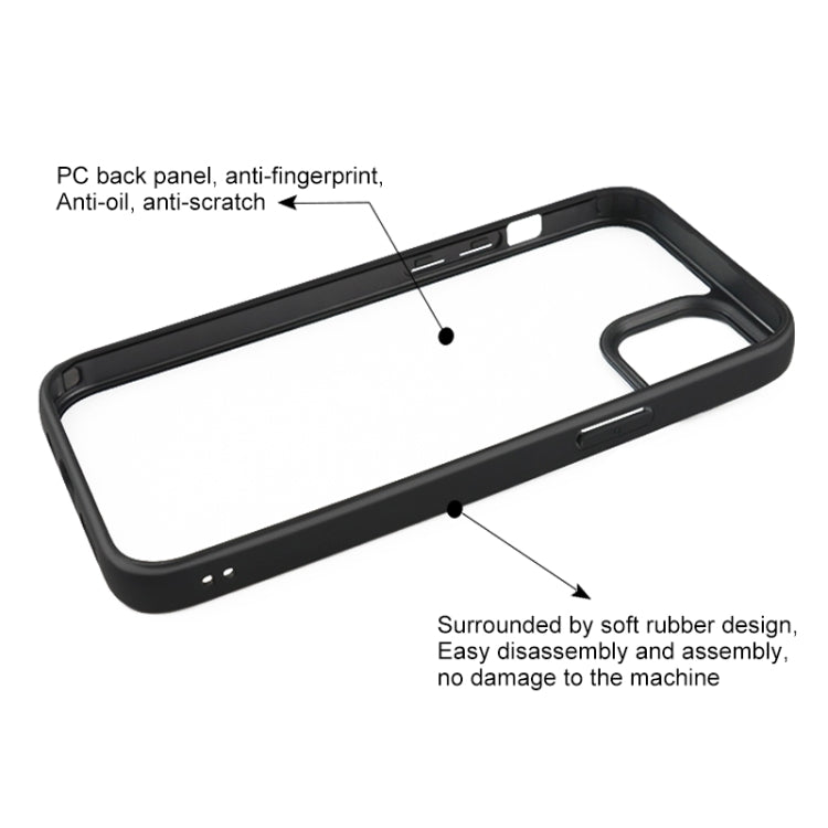 For iPhone 15 Frosted TPU  Transparent PC Phone Case(Black)