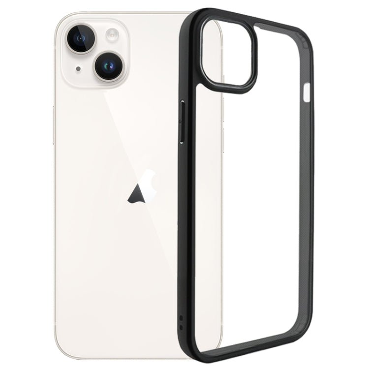 For iPhone 15 Plus Frosted TPU  Transparent PC Phone Case(Black)