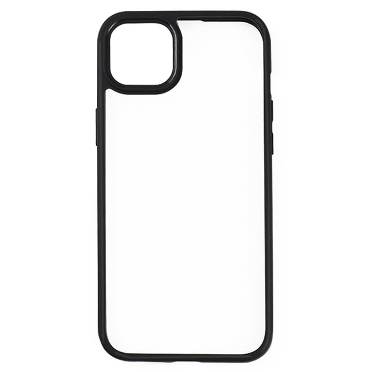 For iPhone 15 Plus Frosted TPU  Transparent PC Phone Case(Black)